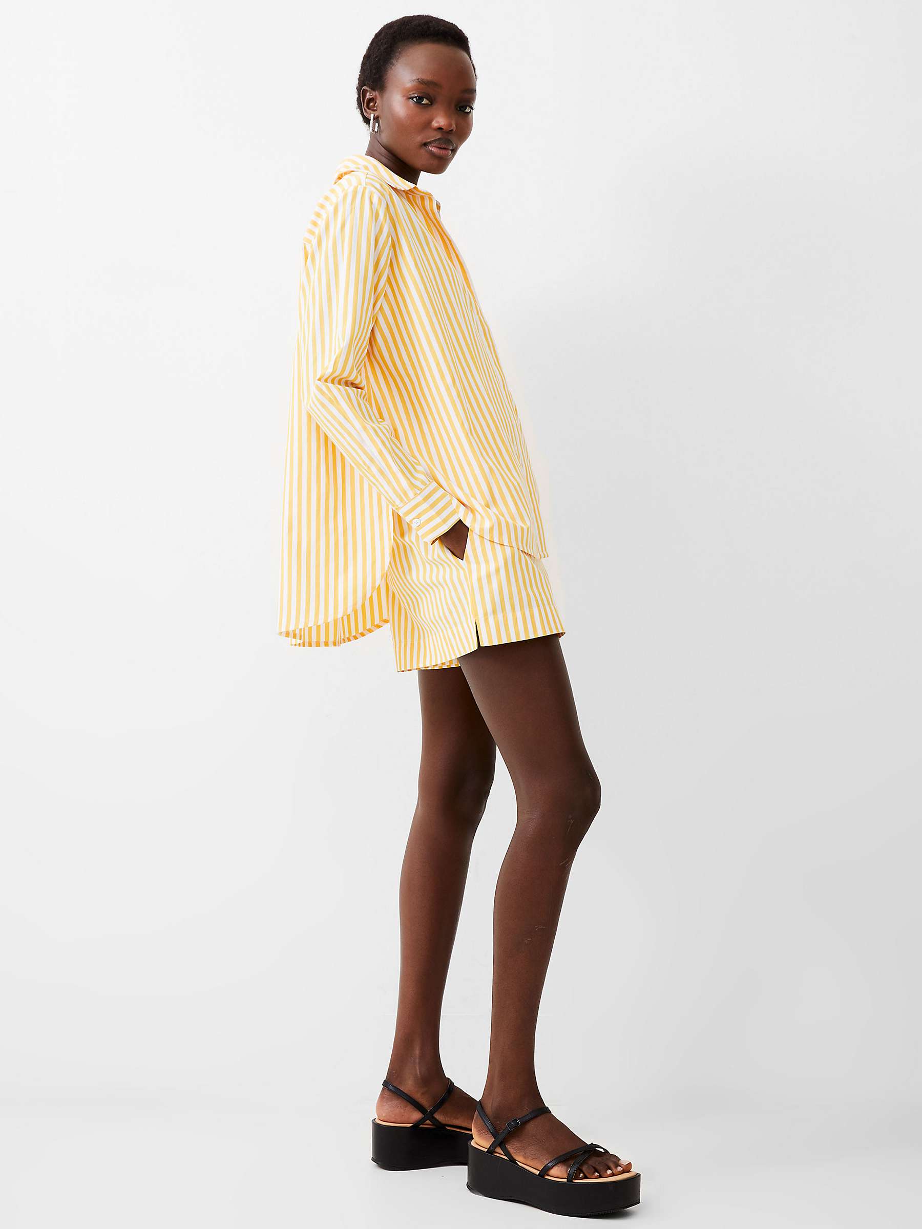 Buy French Connection Stripe Relaxed Shirt, Banana/Linen White Online at johnlewis.com
