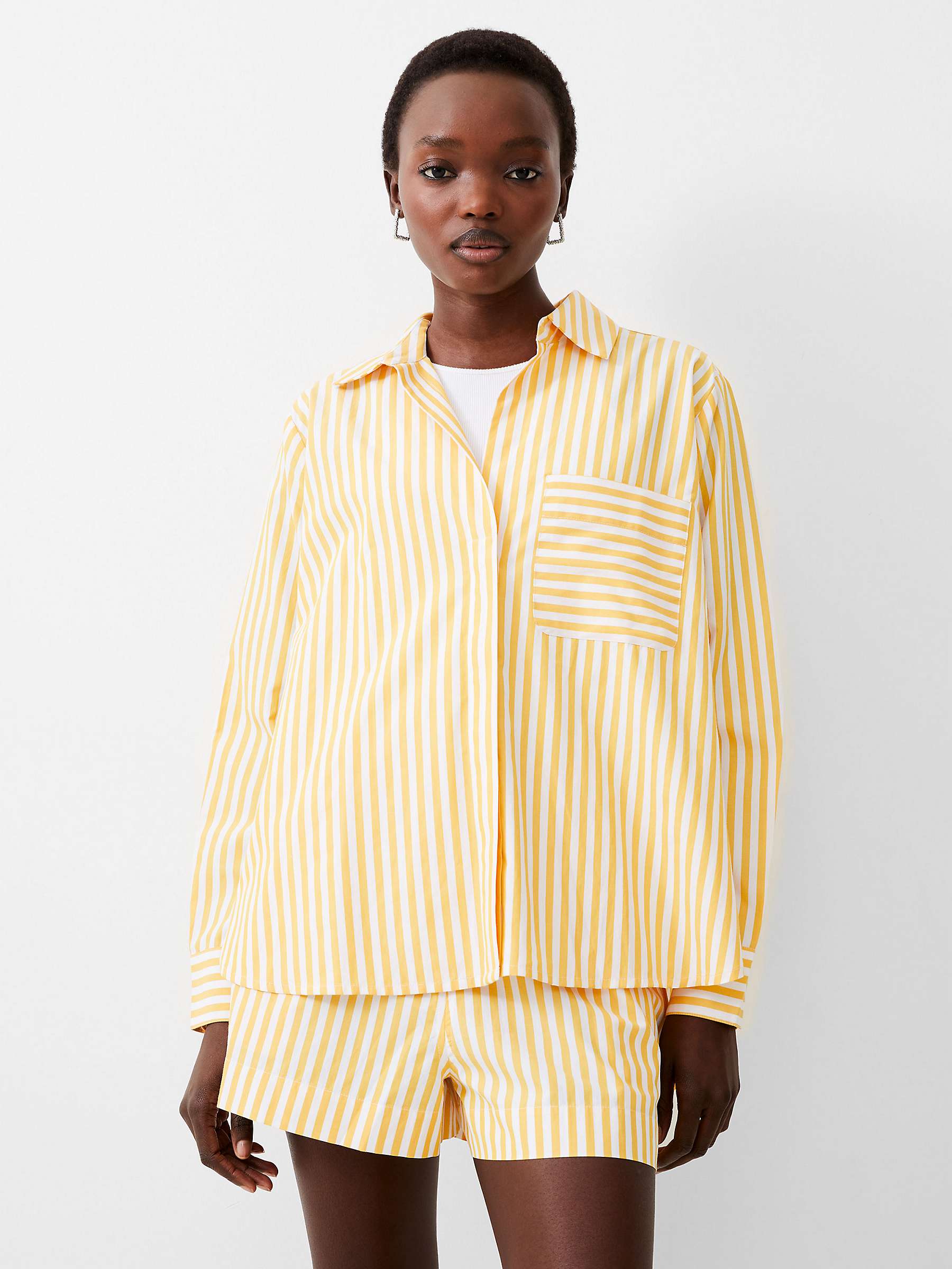 Buy French Connection Stripe Relaxed Shirt, Banana/Linen White Online at johnlewis.com