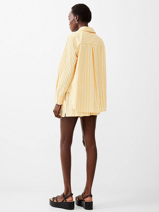 French Connection Stripe Relaxed Shirt, Banana/Linen White