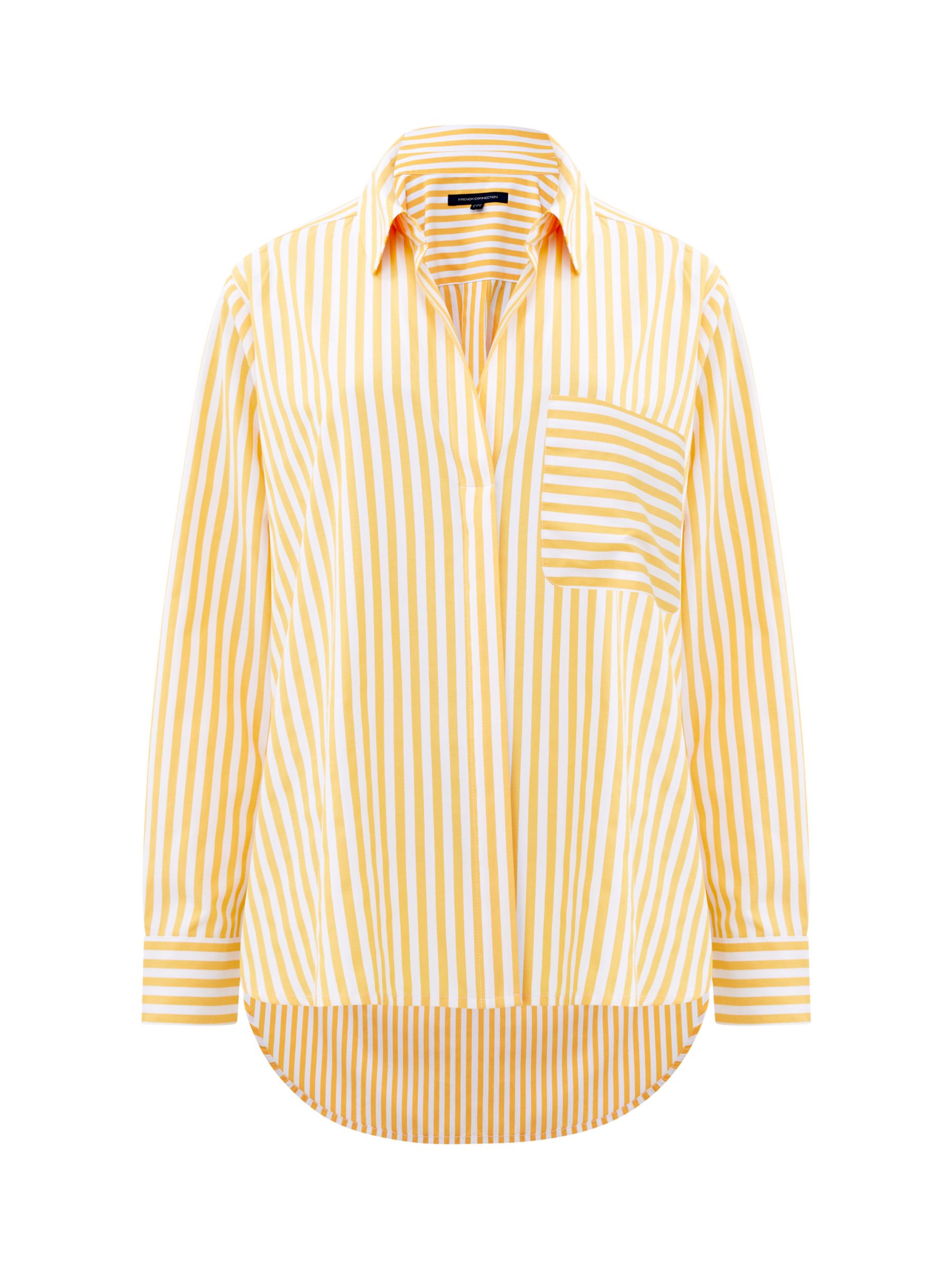 French Connection Stripe Relaxed Shirt, Banana/Linen White at John ...