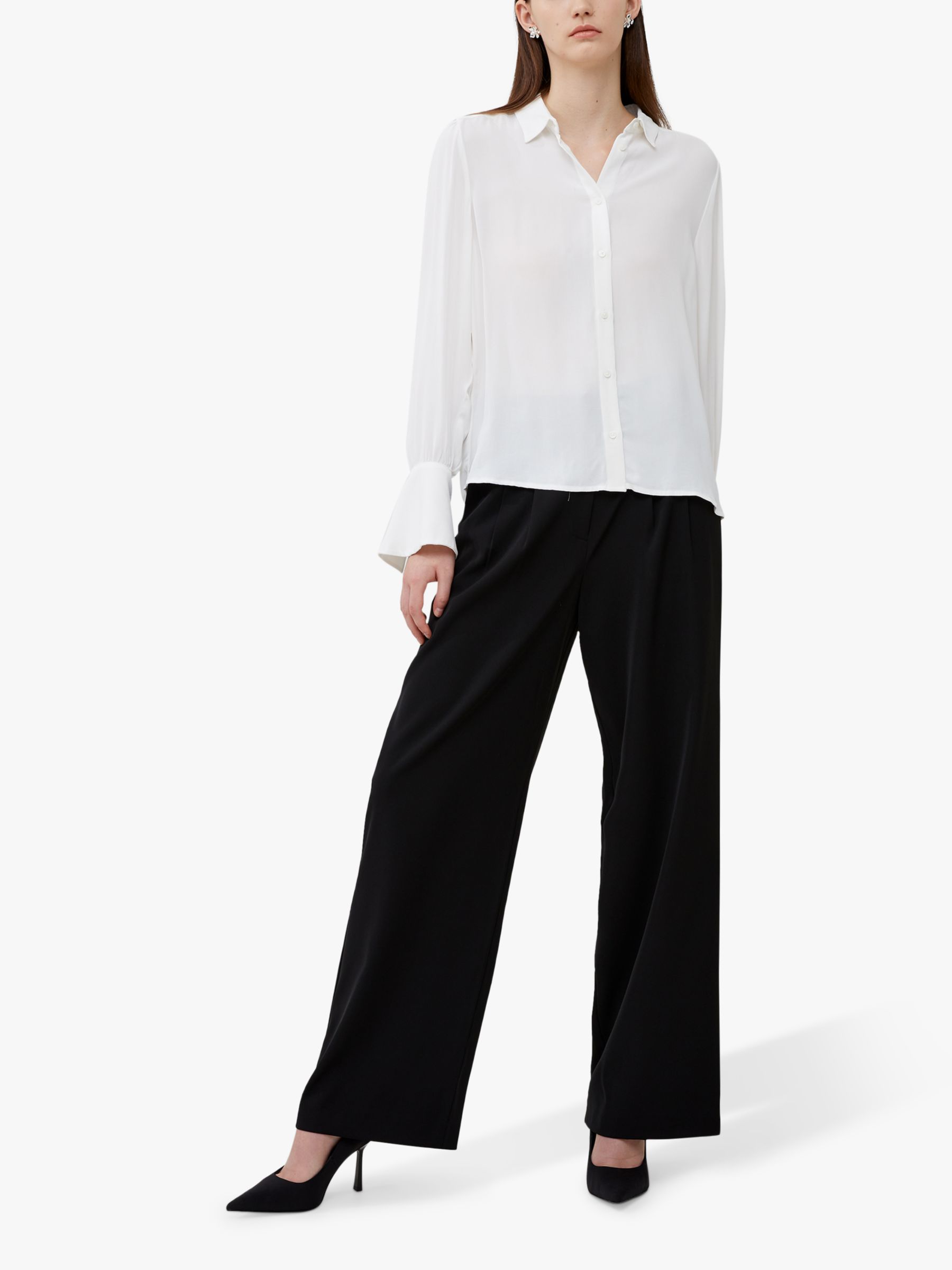 French Connection Cecile Crepe Shirt, Summer White at John Lewis & Partners