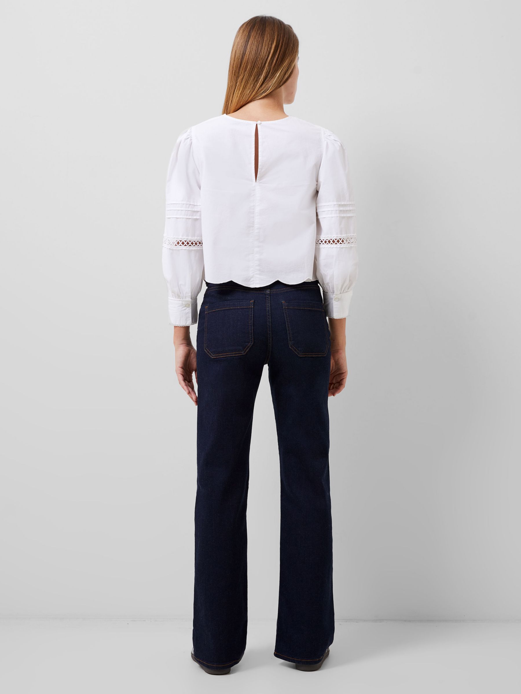 Buy French Connection Alissa Cotton Broderie Top, Linen White Online at johnlewis.com