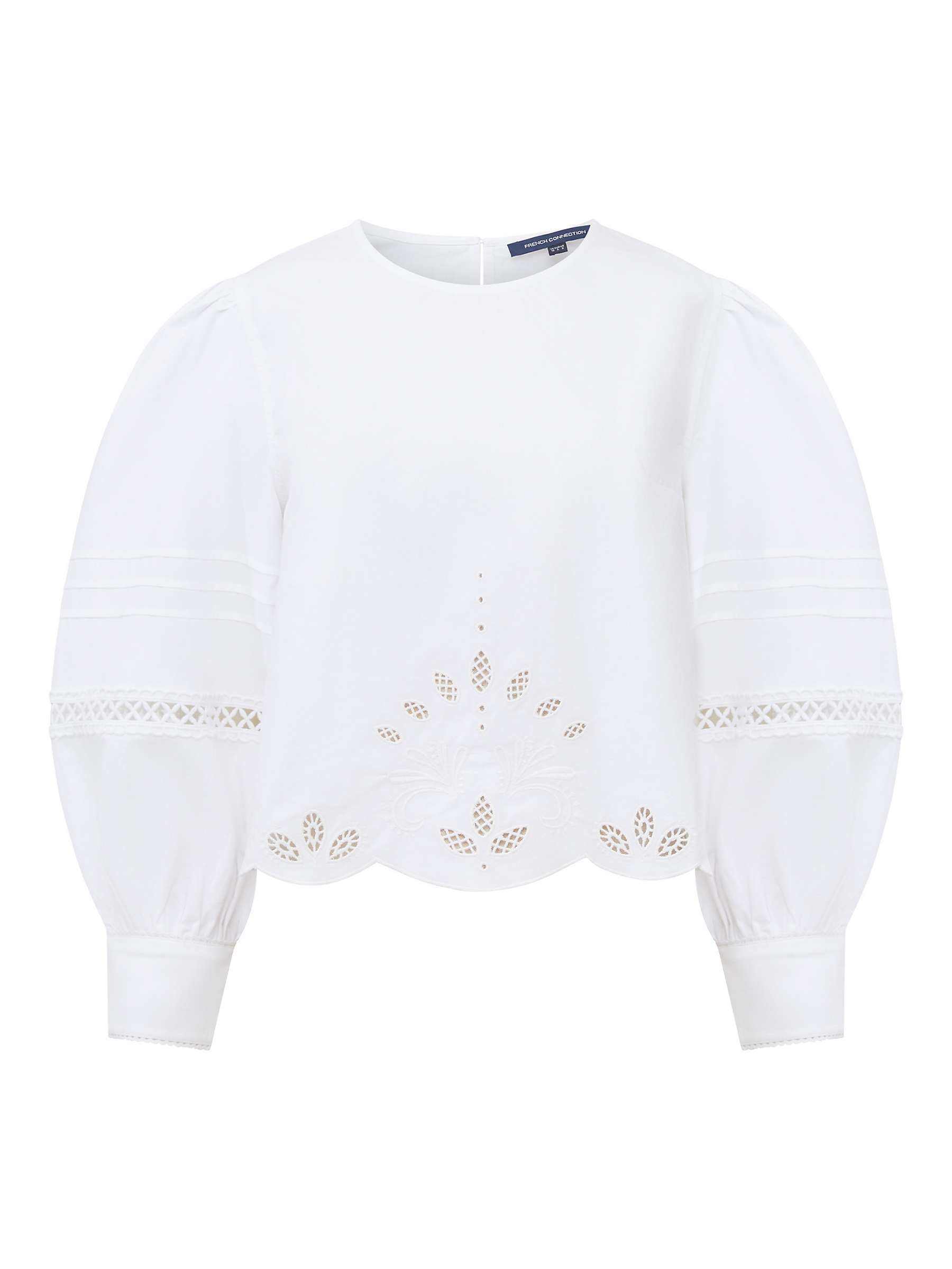Buy French Connection Alissa Cotton Broderie Top, Linen White Online at johnlewis.com