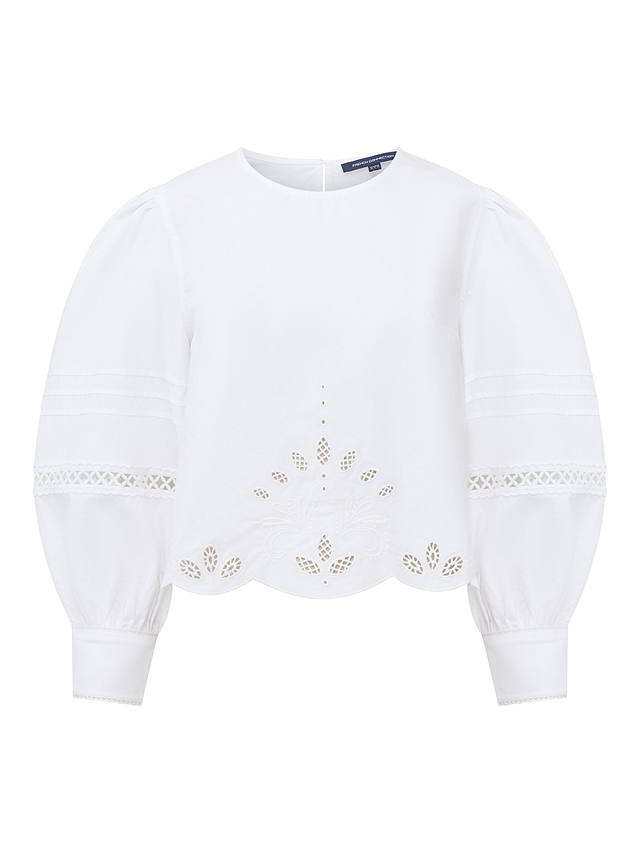 French Connection Alissa Cotton Broderie Top, Linen White