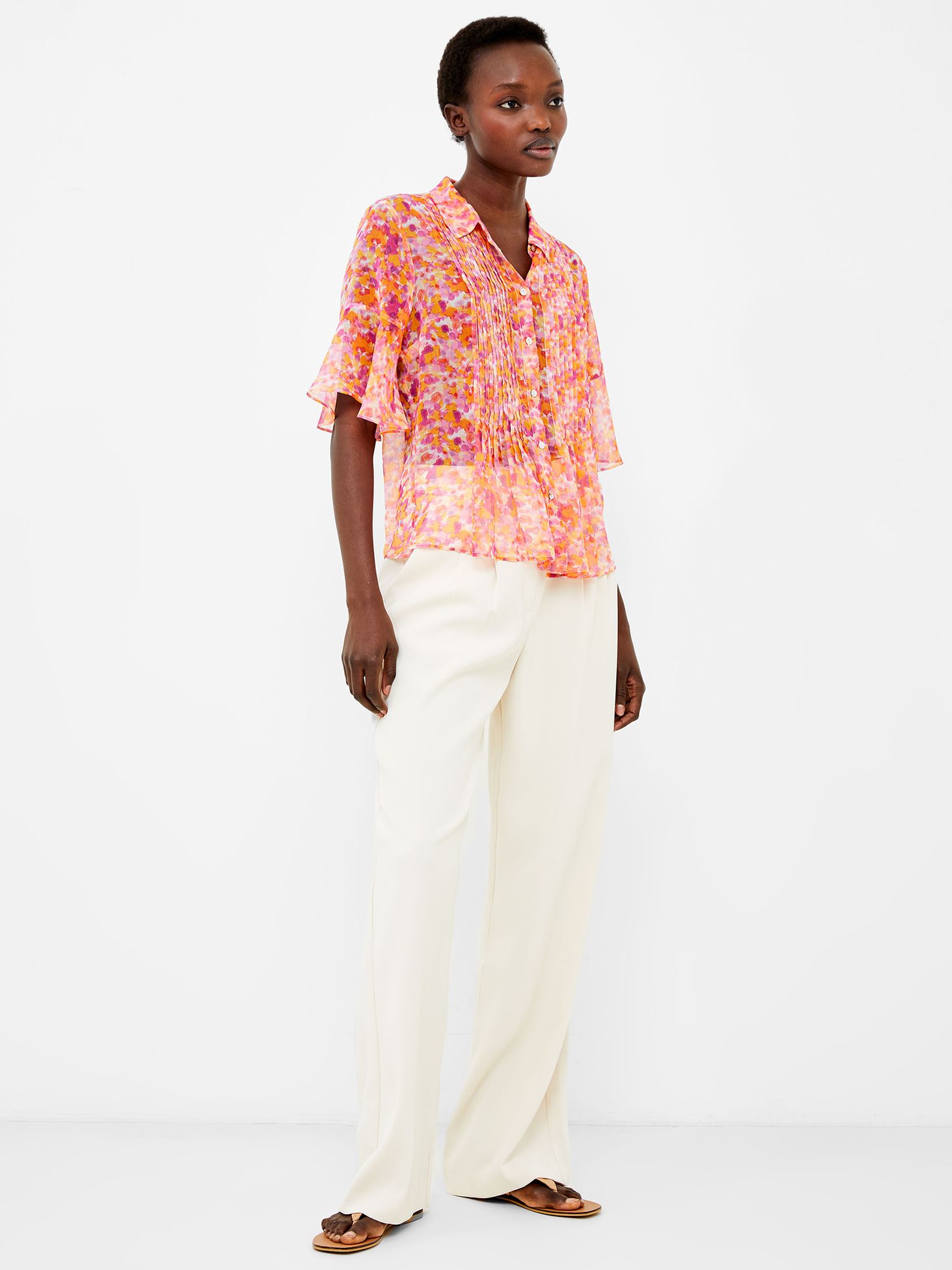 French Connection Cass Hallie Pintuck Blouse, Persimmon