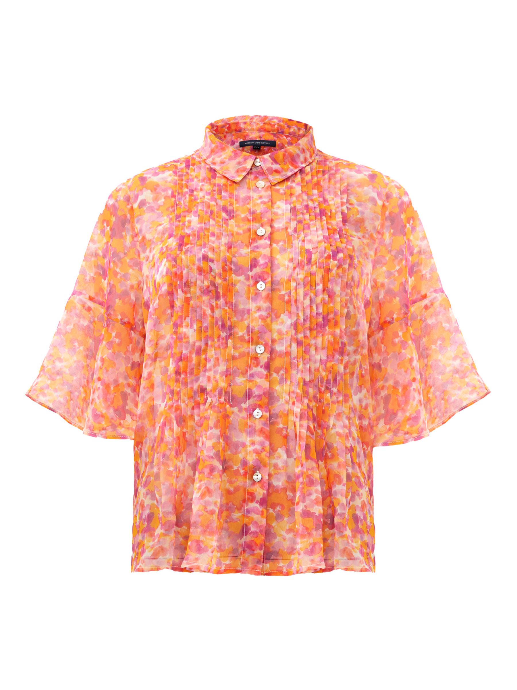 Buy French Connection Cass Hallie Pintuck Blouse, Persimmon Online at johnlewis.com