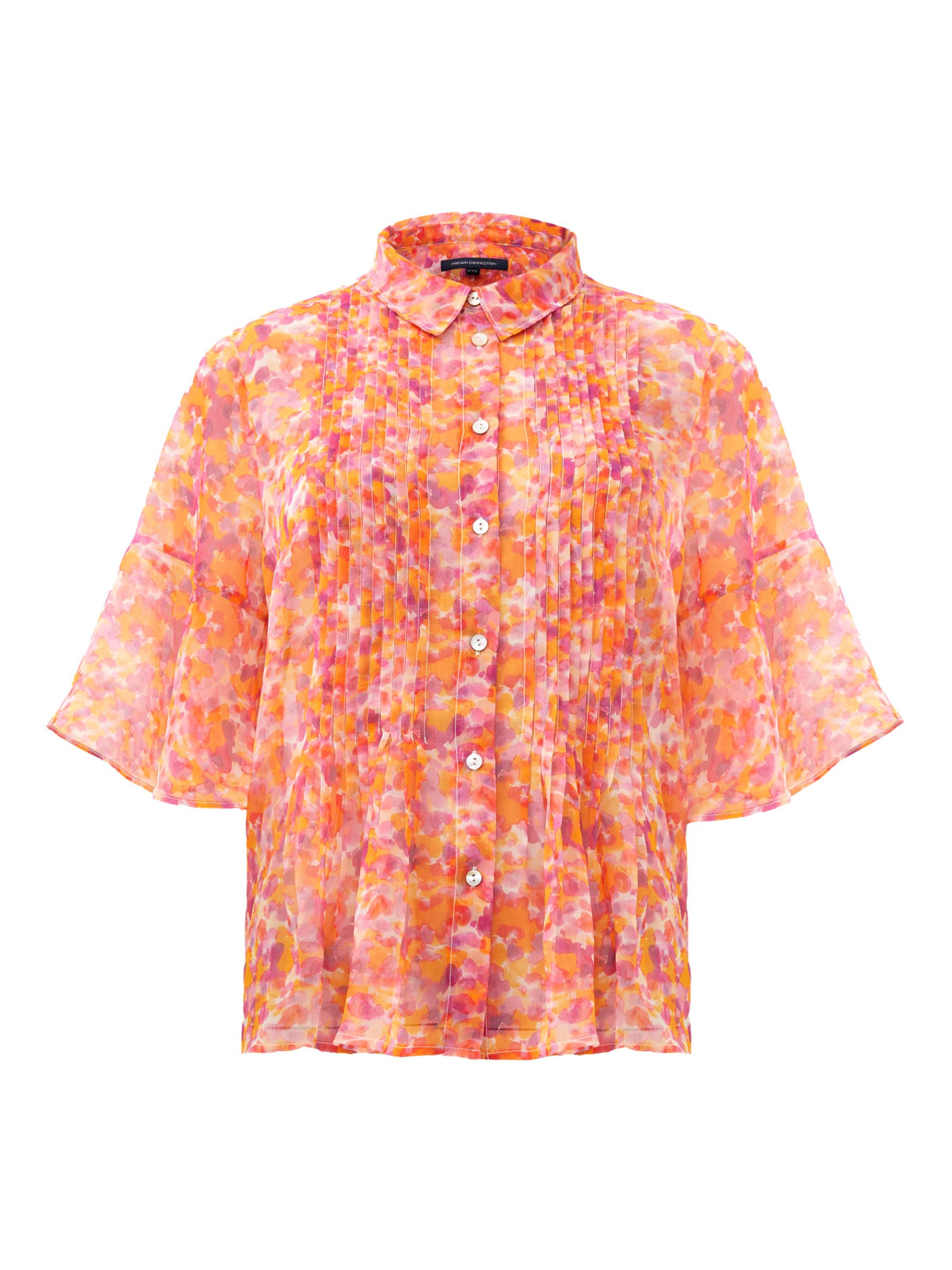 French Connection Cass Hallie Pintuck Blouse, Persimmon