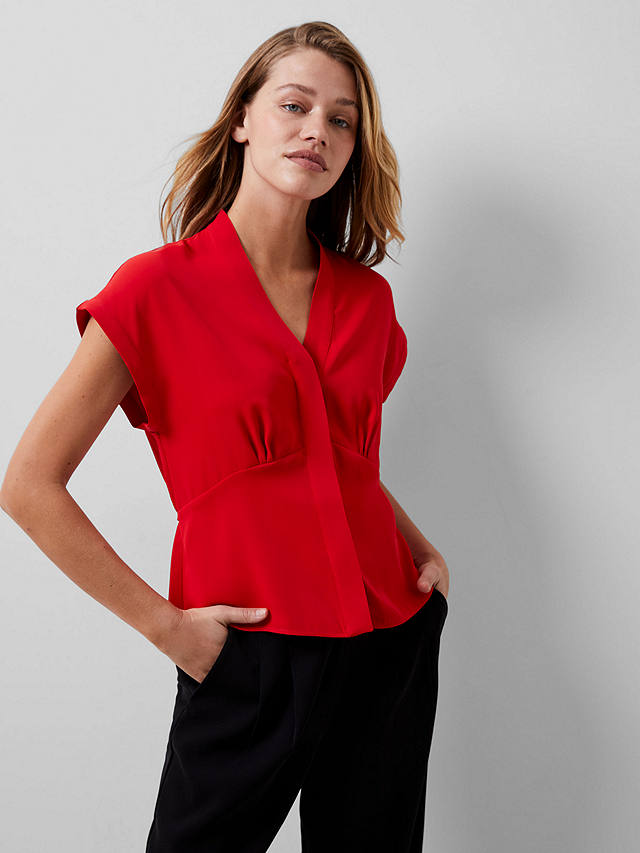 French Connection Carmen Crepe Blouse, True Red            