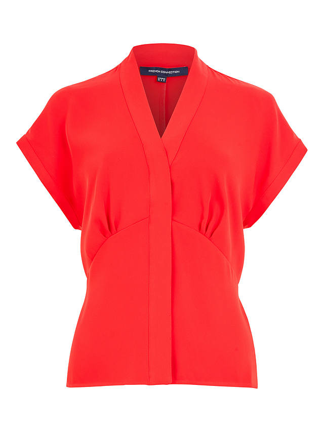 French Connection Carmen Crepe Blouse, True Red            