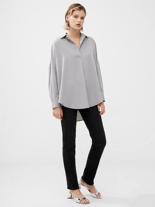 French Connection Rhodes Recycled Crepe Popover Shirt, Alloy