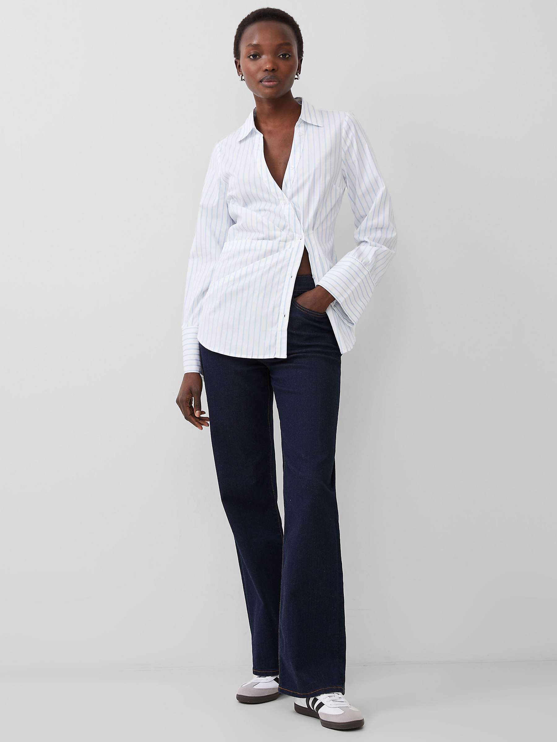 Buy French Connection Isabelle Stripe Cotton Blend Shirt, Linen White/Cashmere Online at johnlewis.com