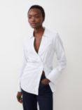 French Connection Isabelle Stripe Cotton Blend Shirt, Linen White/Cashmere