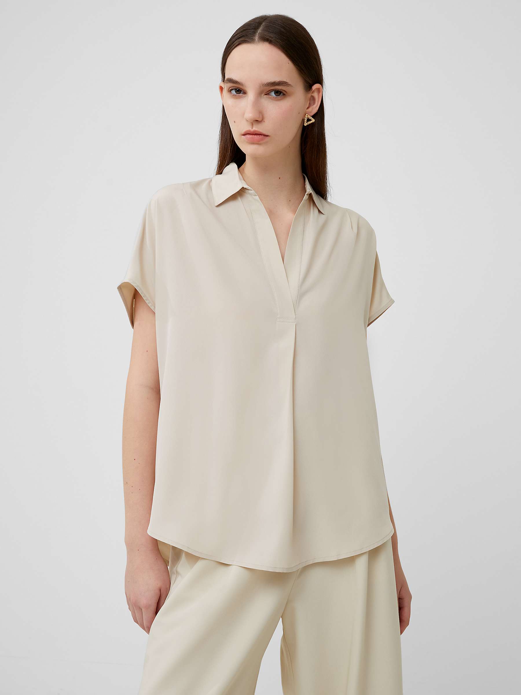 Buy French Connection Crepe Sleeveless Popover Top, Silver Lining Online at johnlewis.com