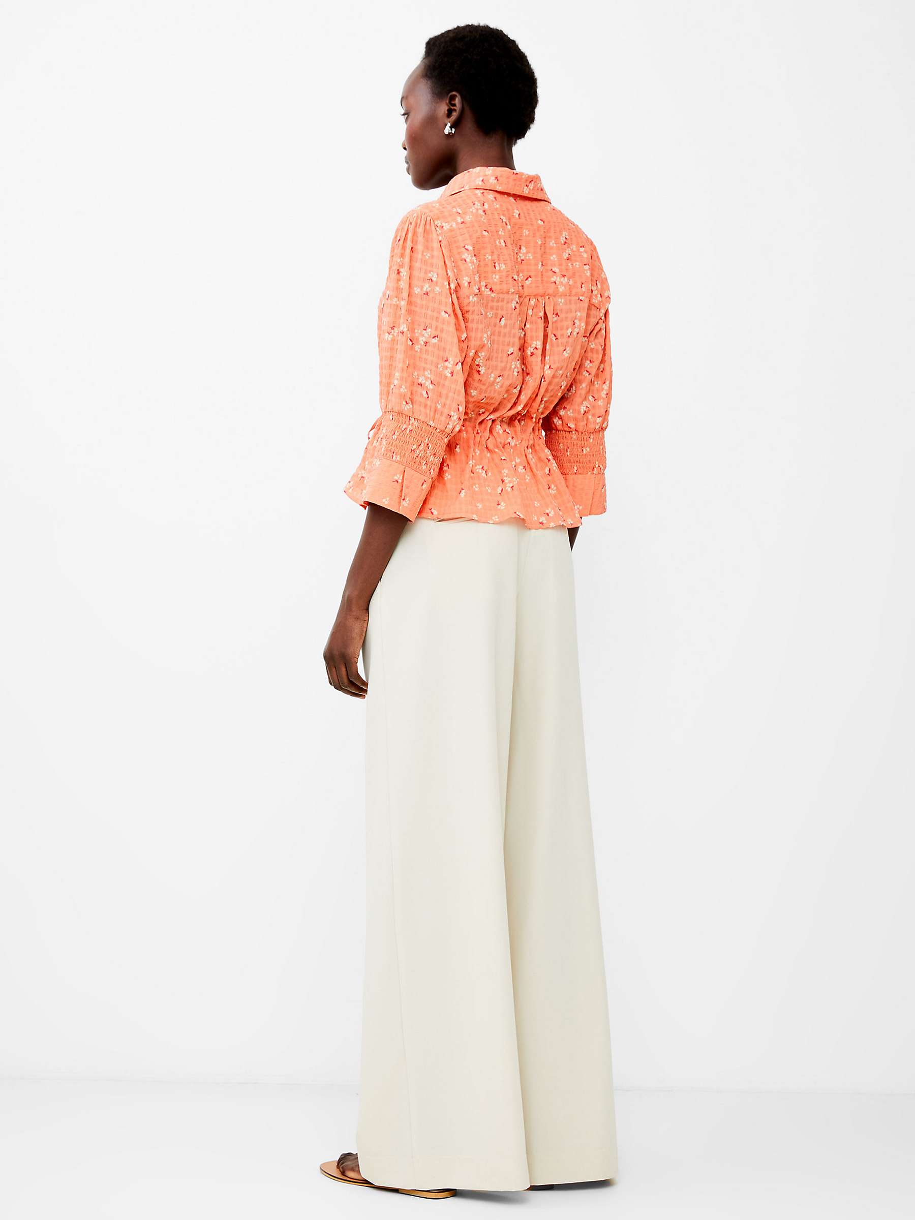 Buy French Connection Gretta 3/4 Sleeve Shirt, Coral/Multi Online at johnlewis.com