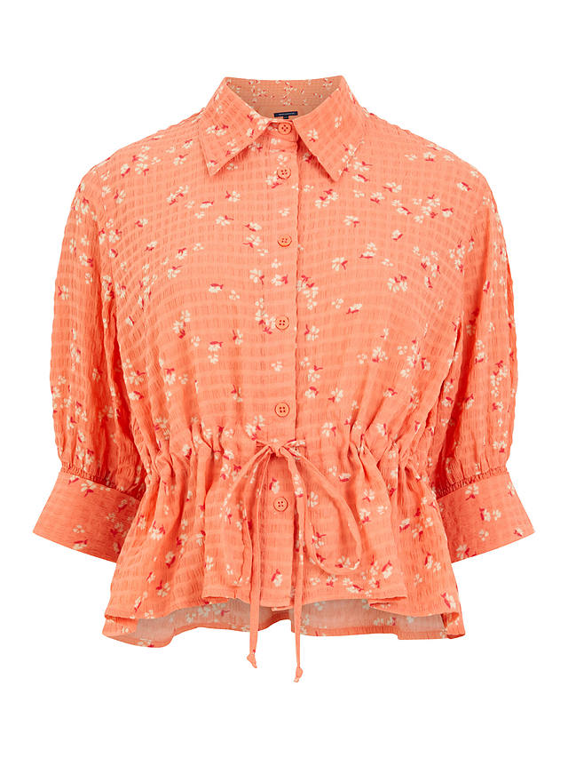 French Connection Gretta 3/4 Sleeve Shirt, Coral/Multi