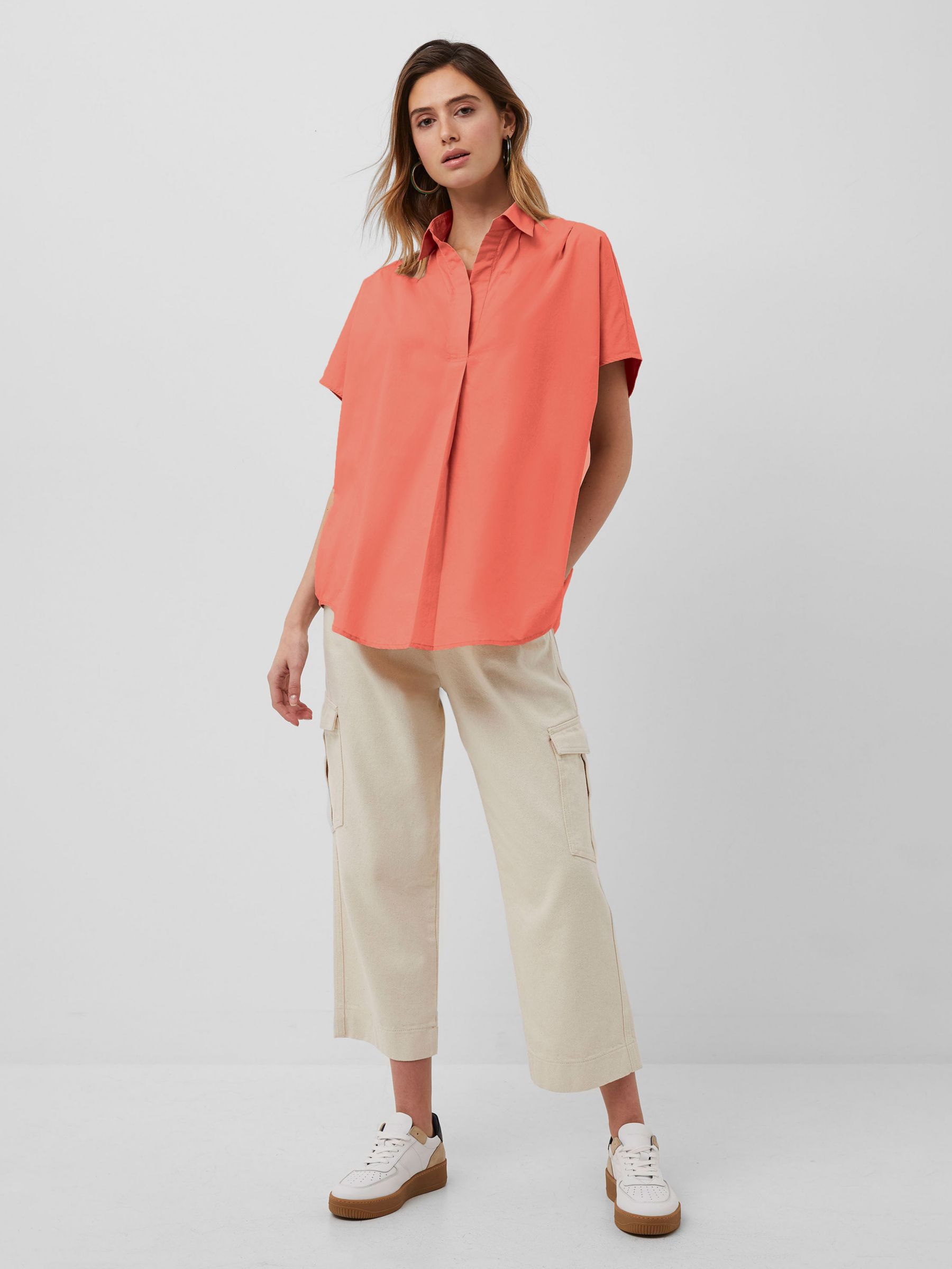 French Connection Cele Rhodes Poplin Shirt, Coral, XS