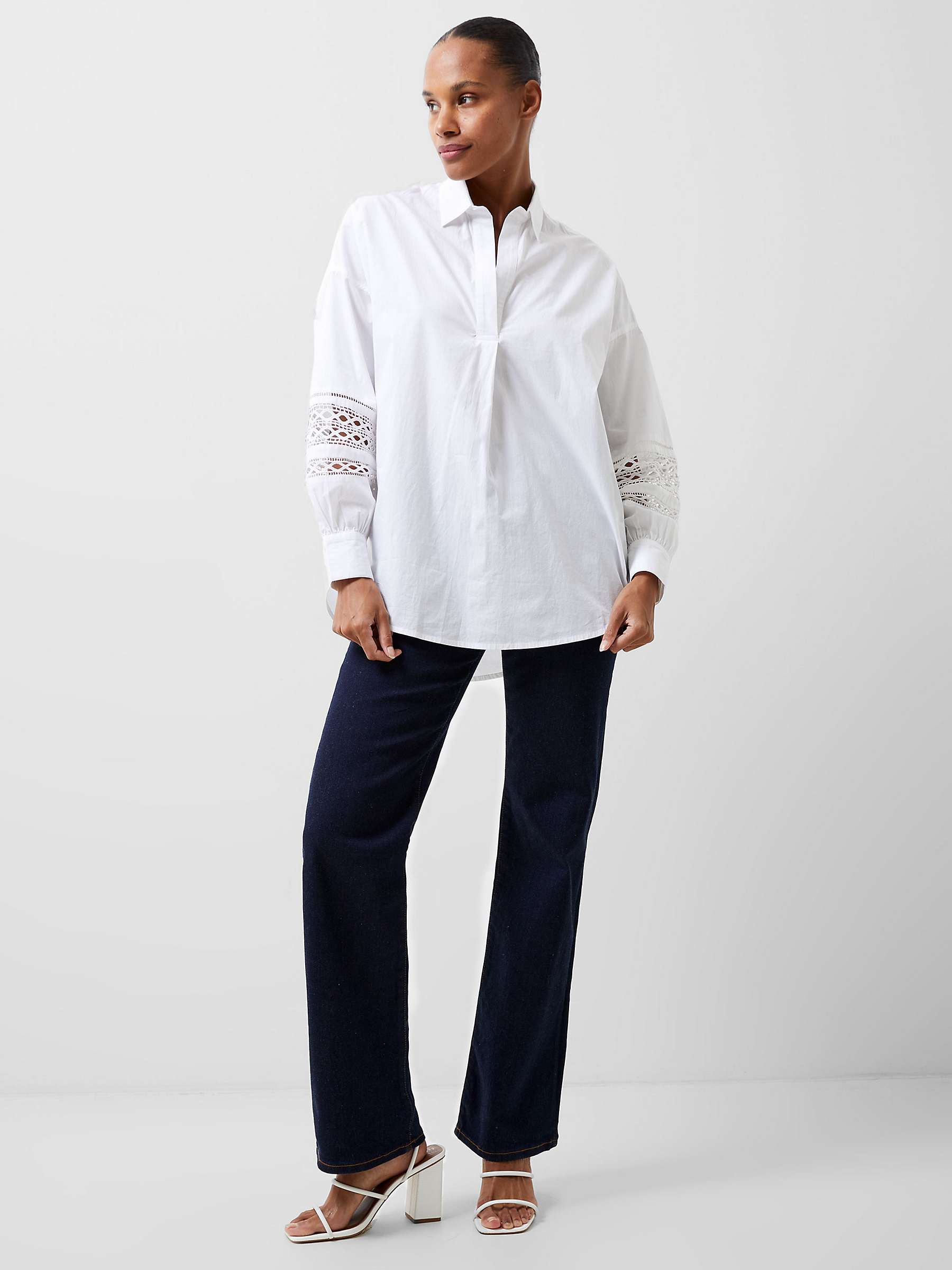Buy French Connection Rhodes Emboroidered Sleeve Shirt Online at johnlewis.com