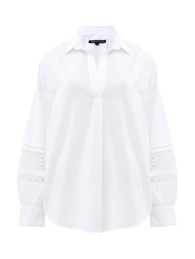 French Connection Rhodes Emboroidered Sleeve Shirt, Linen White         