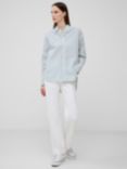 French Connection Rhodes Poplin Sleeve Shirt, Linen White/Forest, Linen White/Forest