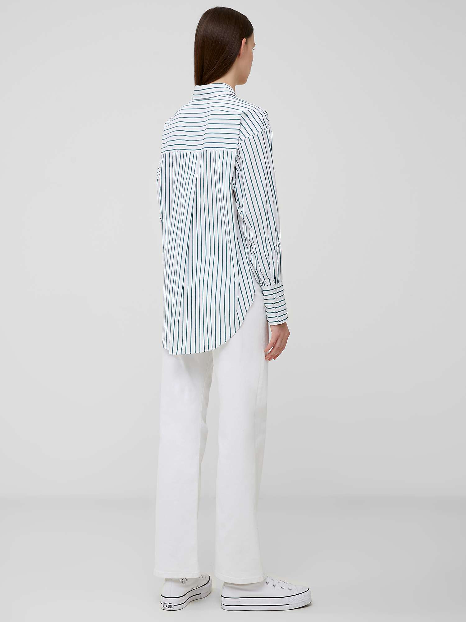 Buy French Connection Rhodes Poplin Sleeve Shirt, Linen White/Forest Online at johnlewis.com