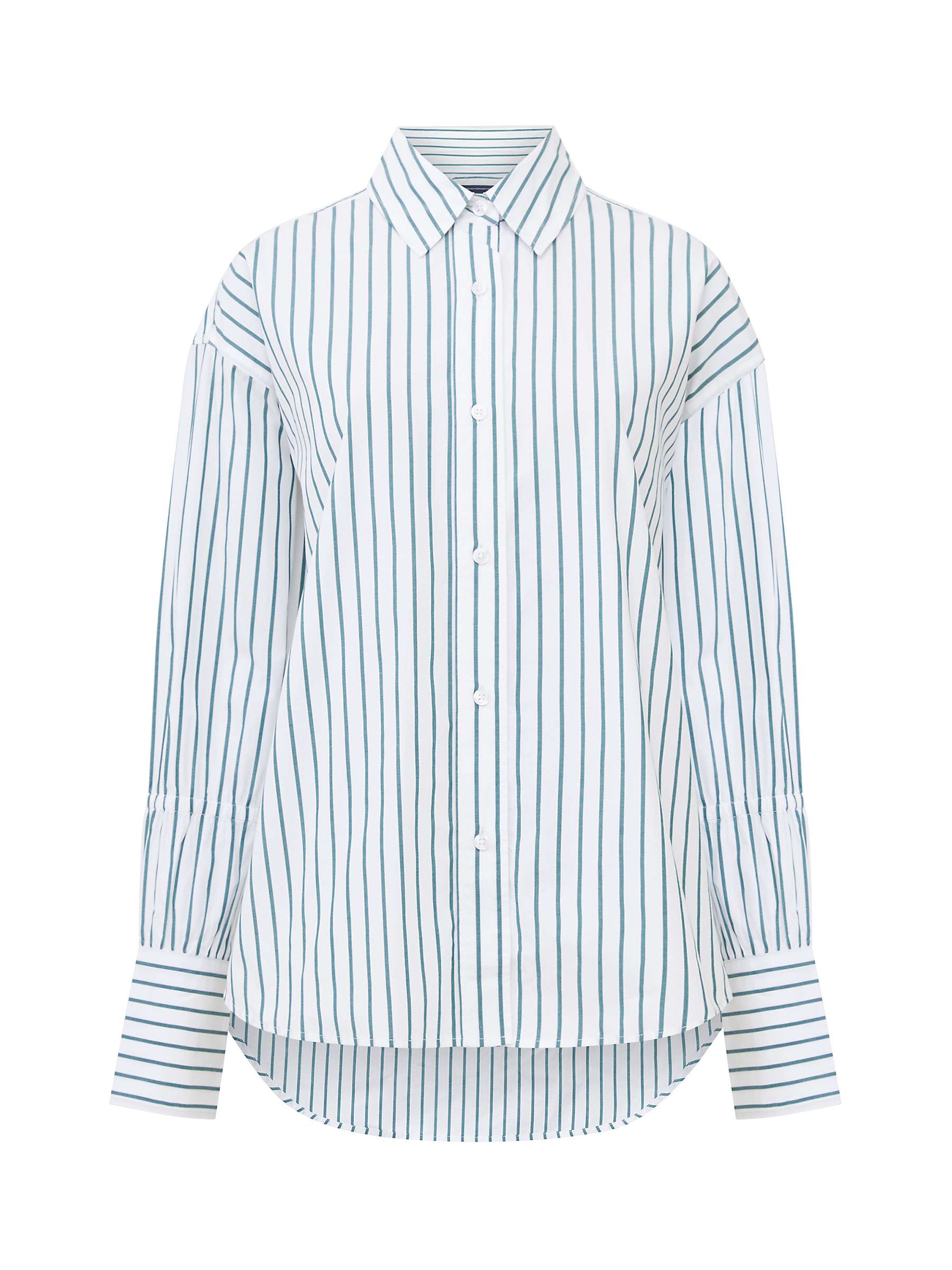 Buy French Connection Rhodes Poplin Sleeve Shirt, Linen White/Forest Online at johnlewis.com