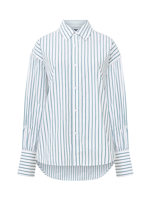 French Connection Rhodes Poplin Sleeve Shirt, Linen White/Forest
