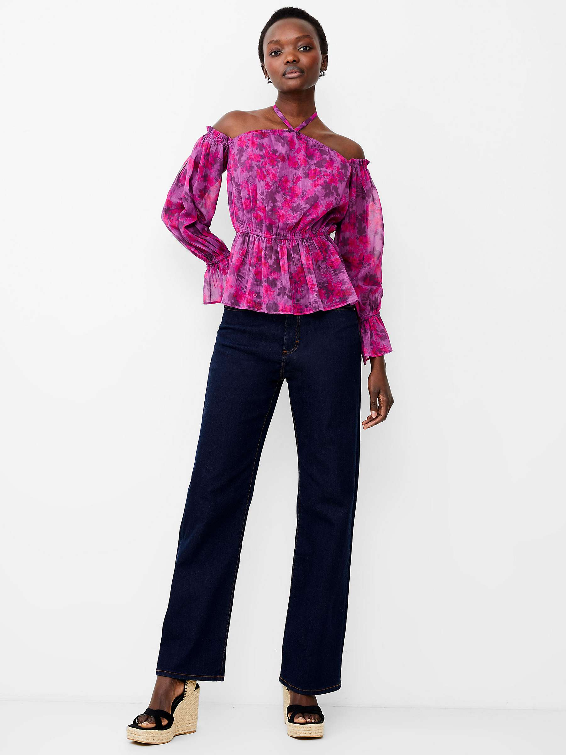 Buy French Connection Arla Hallie Crinkle Blouse, Meadow Mauve Online at johnlewis.com