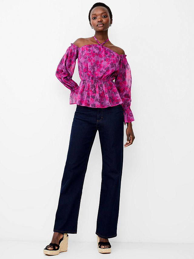 French Connection Arla Hallie Crinkle Blouse, Meadow Mauve