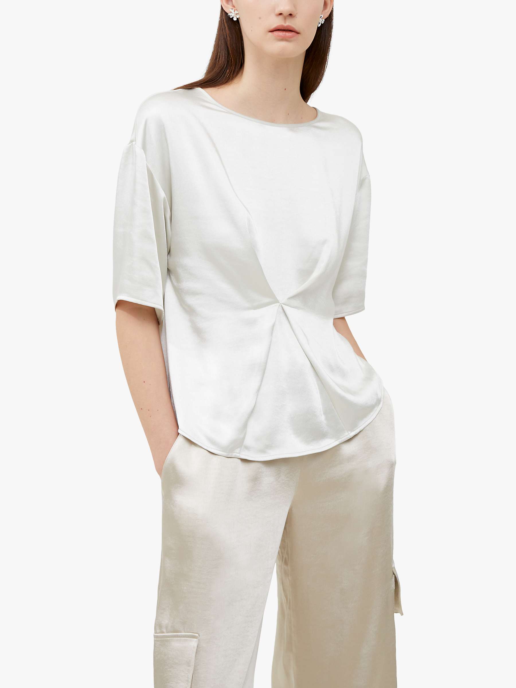Buy French Connection Chloetta Satin Blouse, Silver Lining Online at johnlewis.com