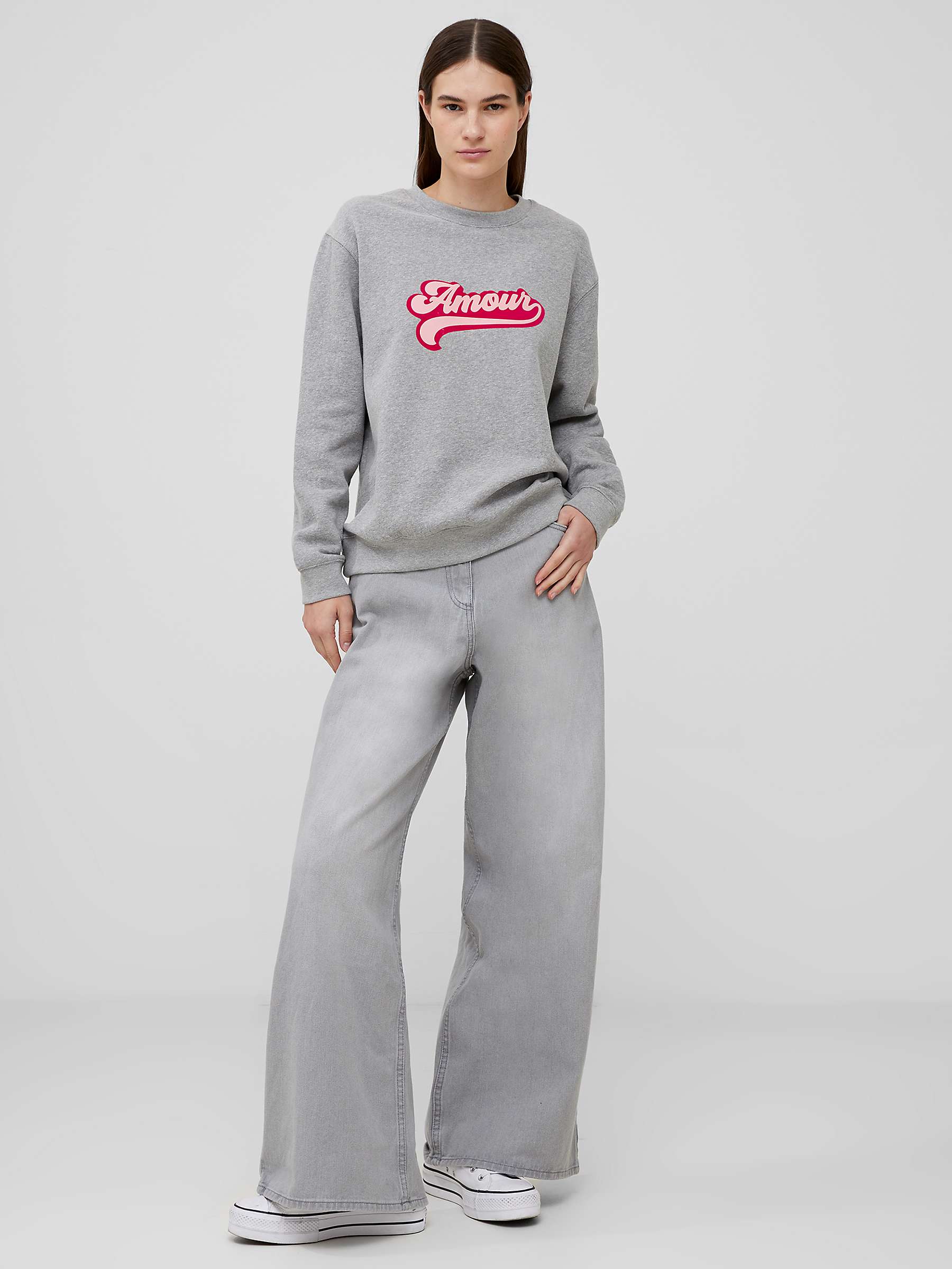 Buy French Connection Amour Graphic Sweatshirt, Light Grey Melange Online at johnlewis.com