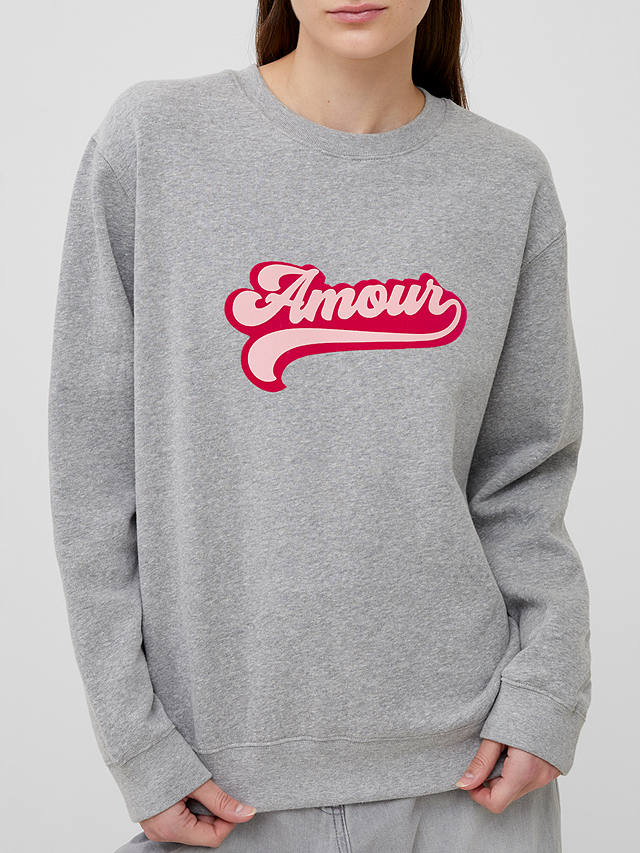 French Connection Amour Graphic Sweatshirt, Light Grey Melange