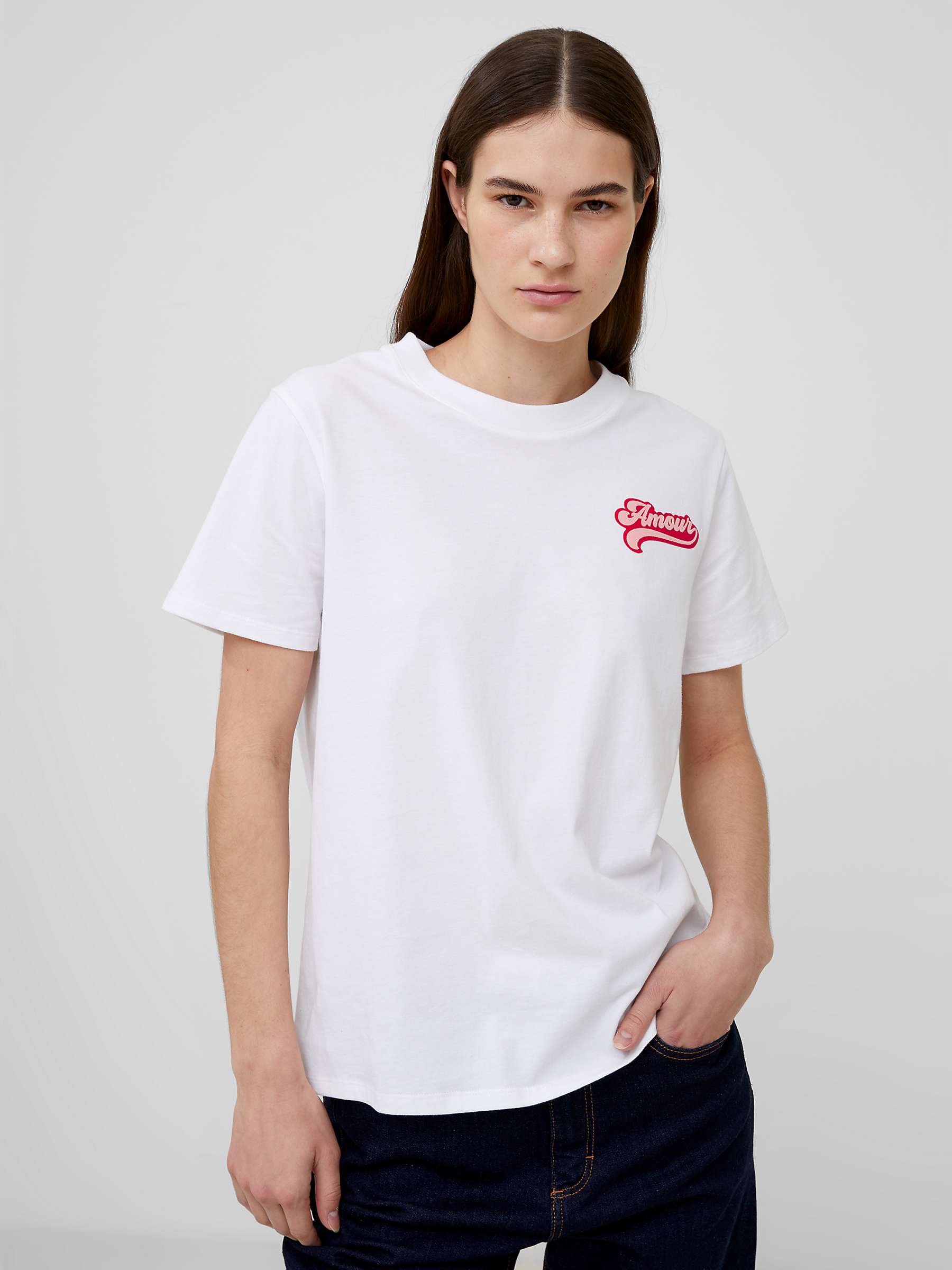 Buy French Connection Amour Graphic T-shirt, Linen White Online at johnlewis.com