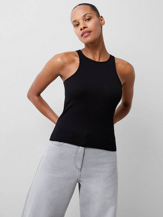French Connection Rassia Sheryle Cotton Stretch Vest, Black               