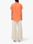 French Connection Short Sleeve Light Crepe Blouse, Coral