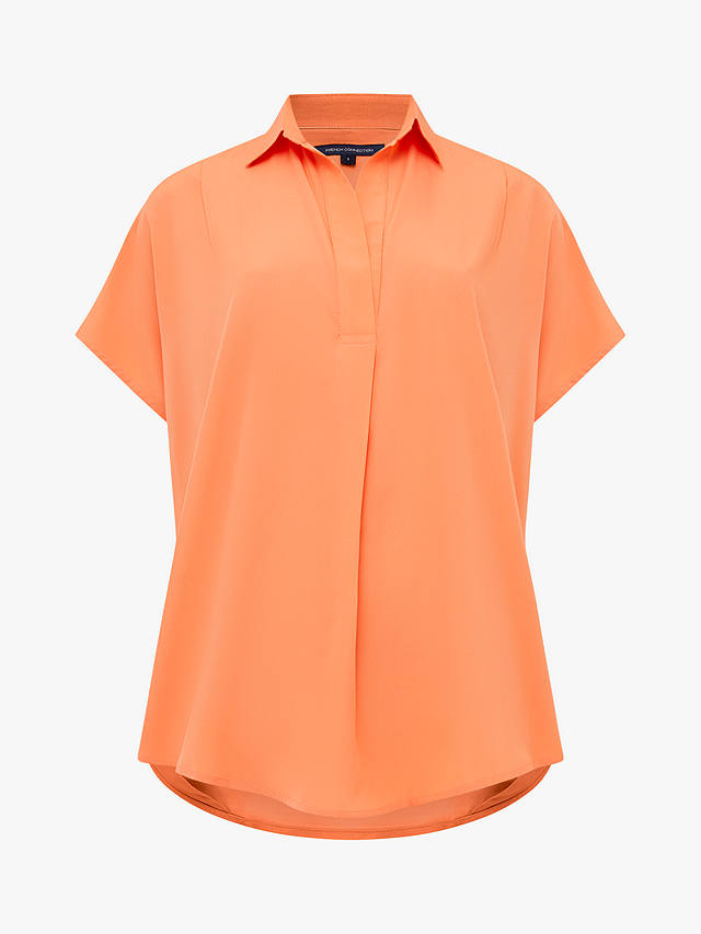 French Connection Short Sleeve Light Crepe Blouse, Coral               