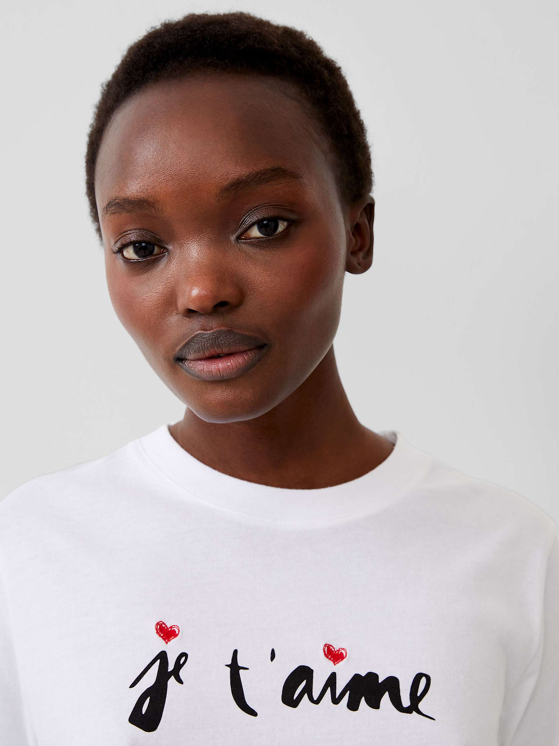 Buy French Connection Graphic Je T'Aime T-Shirt, Linen White Online at johnlewis.com