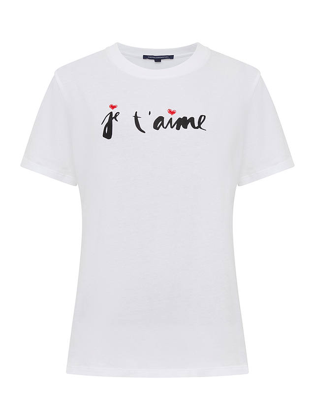 French Connection Graphic Je T'Aime T-Shirt, Linen White