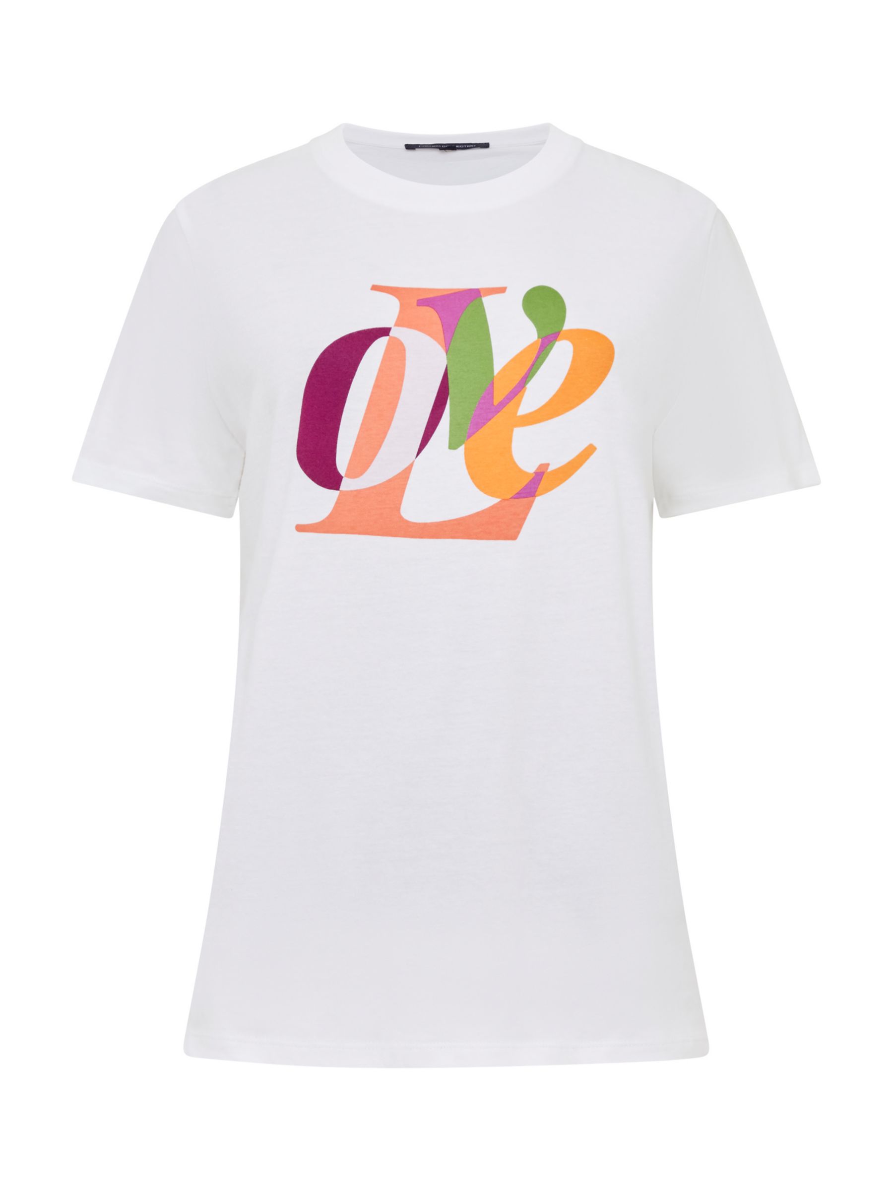 French Connection Love Graphic T-Shirt, Linen White at John Lewis ...