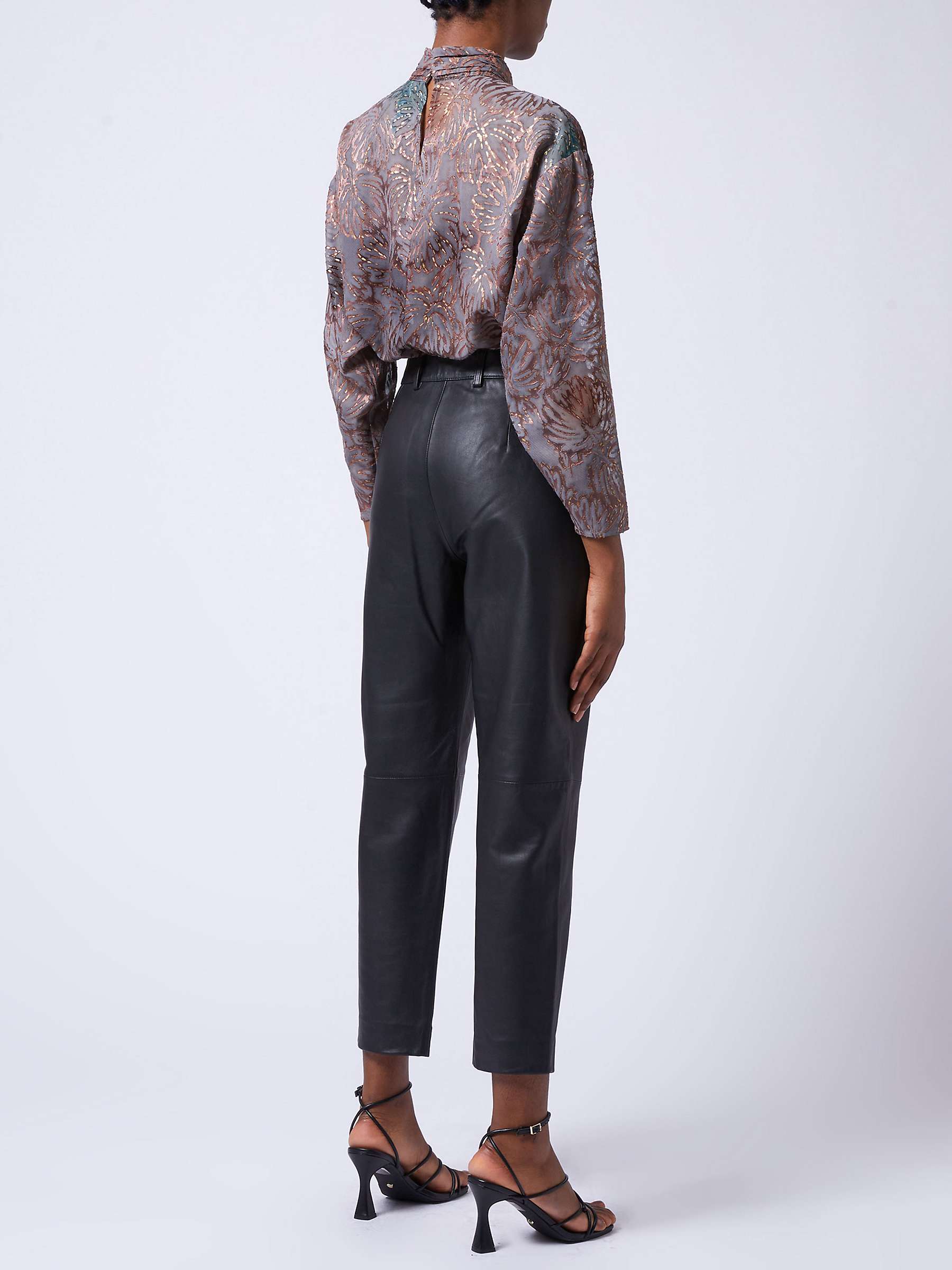 Buy French Connection Connie Cropped Leather Trousers, Black Online at johnlewis.com