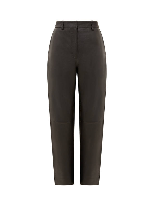 French Connection Connie Cropped Leather Trousers, Black