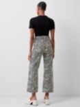 French Connection Seine Atena Wave Print Cropped Twill Trousers, Black/White