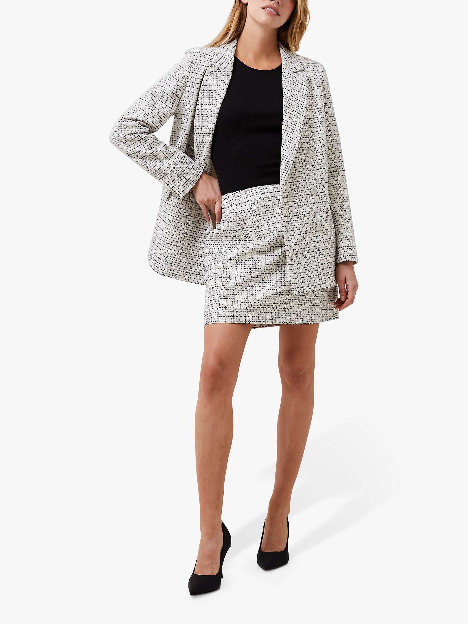Buy French Connection Effie Boucle Mini Skirt, Cream/Black Online at johnlewis.com