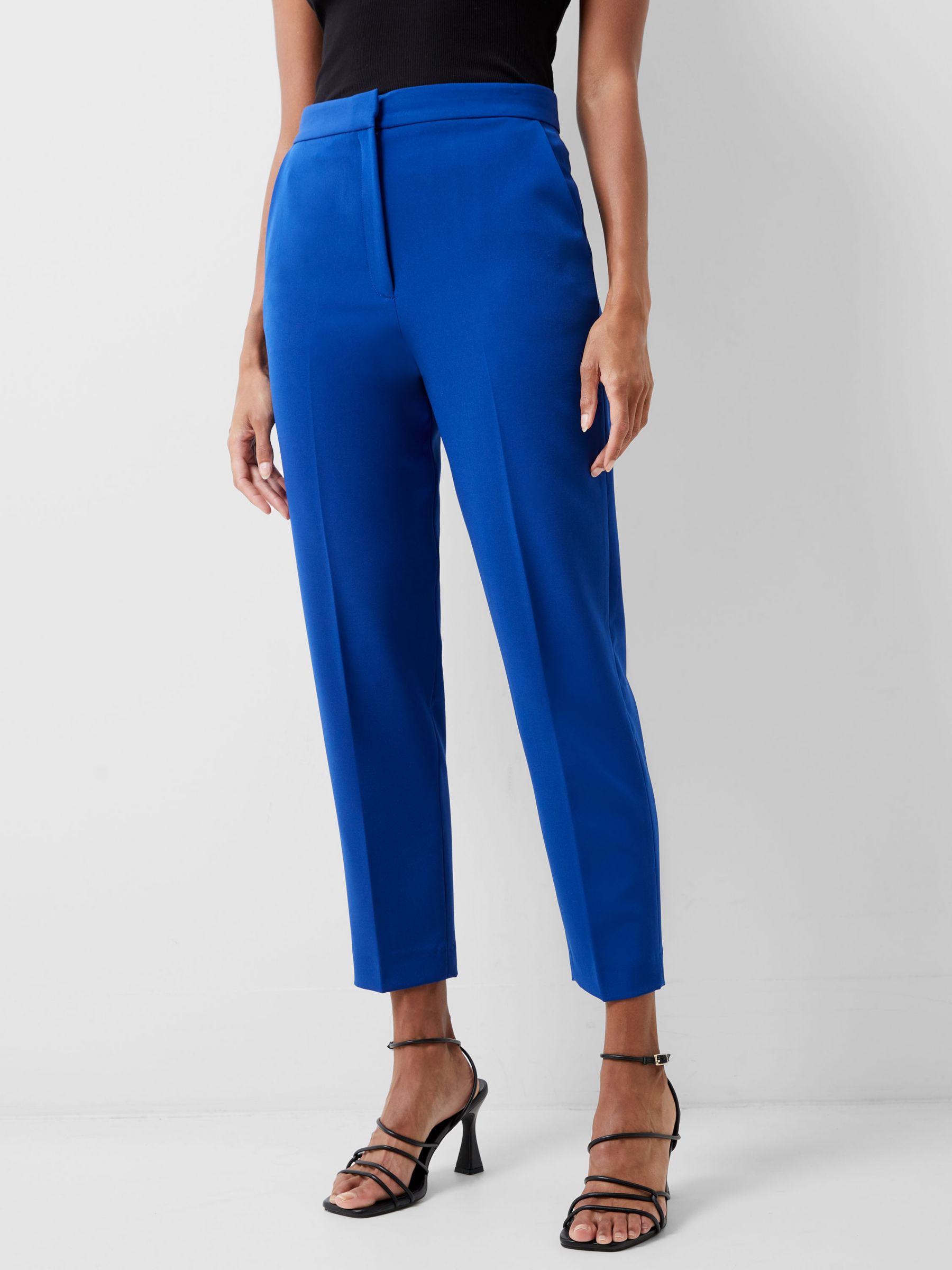 Ladies Pull-On Linen Capri Pants - Cobalt