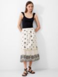 French Connection Felicity Embroidered Skirt, Classic Cream/Black