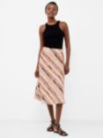 French Connection Gaia Flavia Textured Stripe Midi Skirt, Mocha Mousse, Mocha Mousse