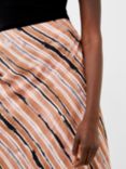 French Connection Gaia Flavia Textured Stripe Midi Skirt, Mocha Mousse, Mocha Mousse