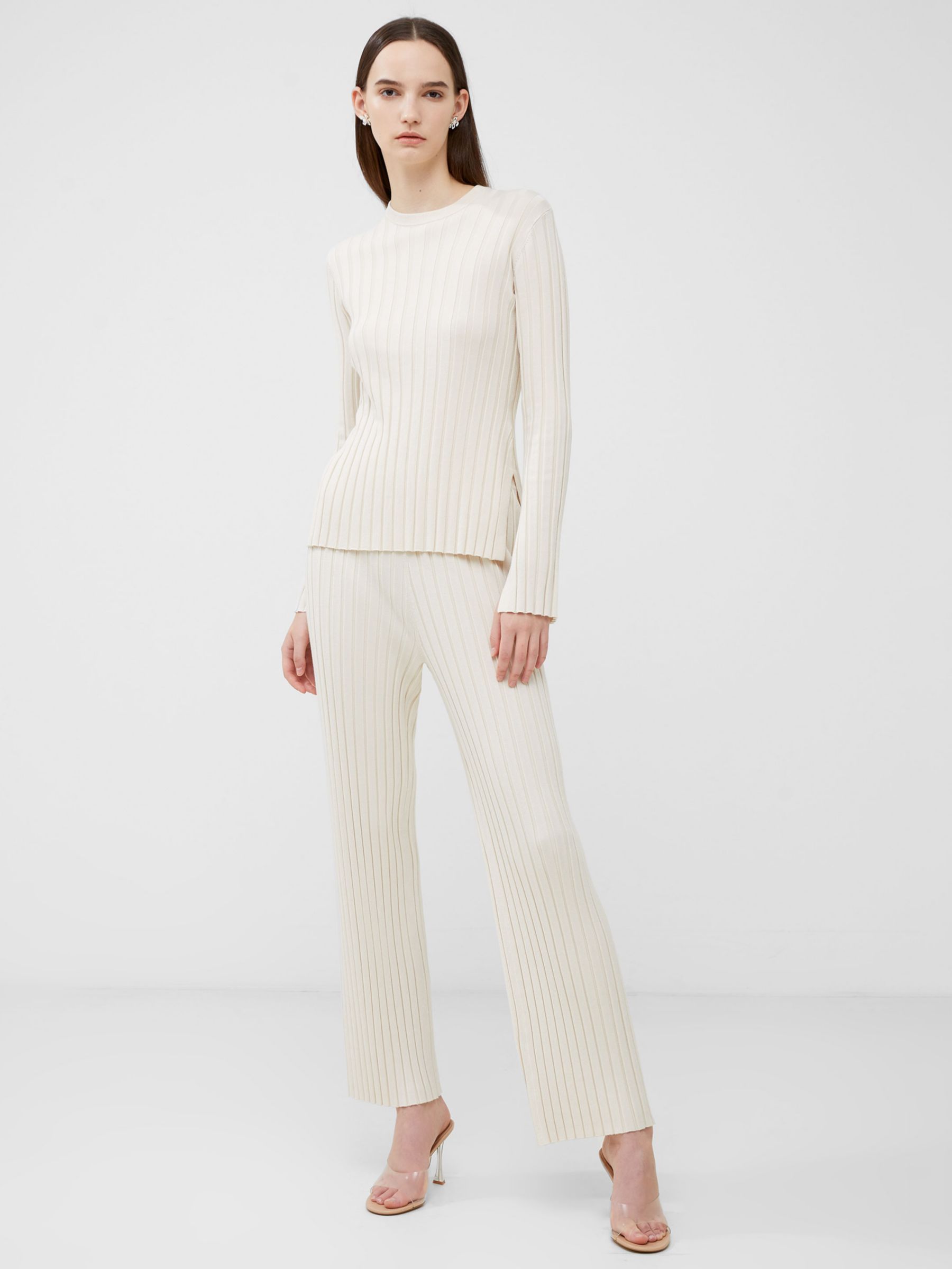 French Connection Minar Pleated Trousers, Classic Cream, XS