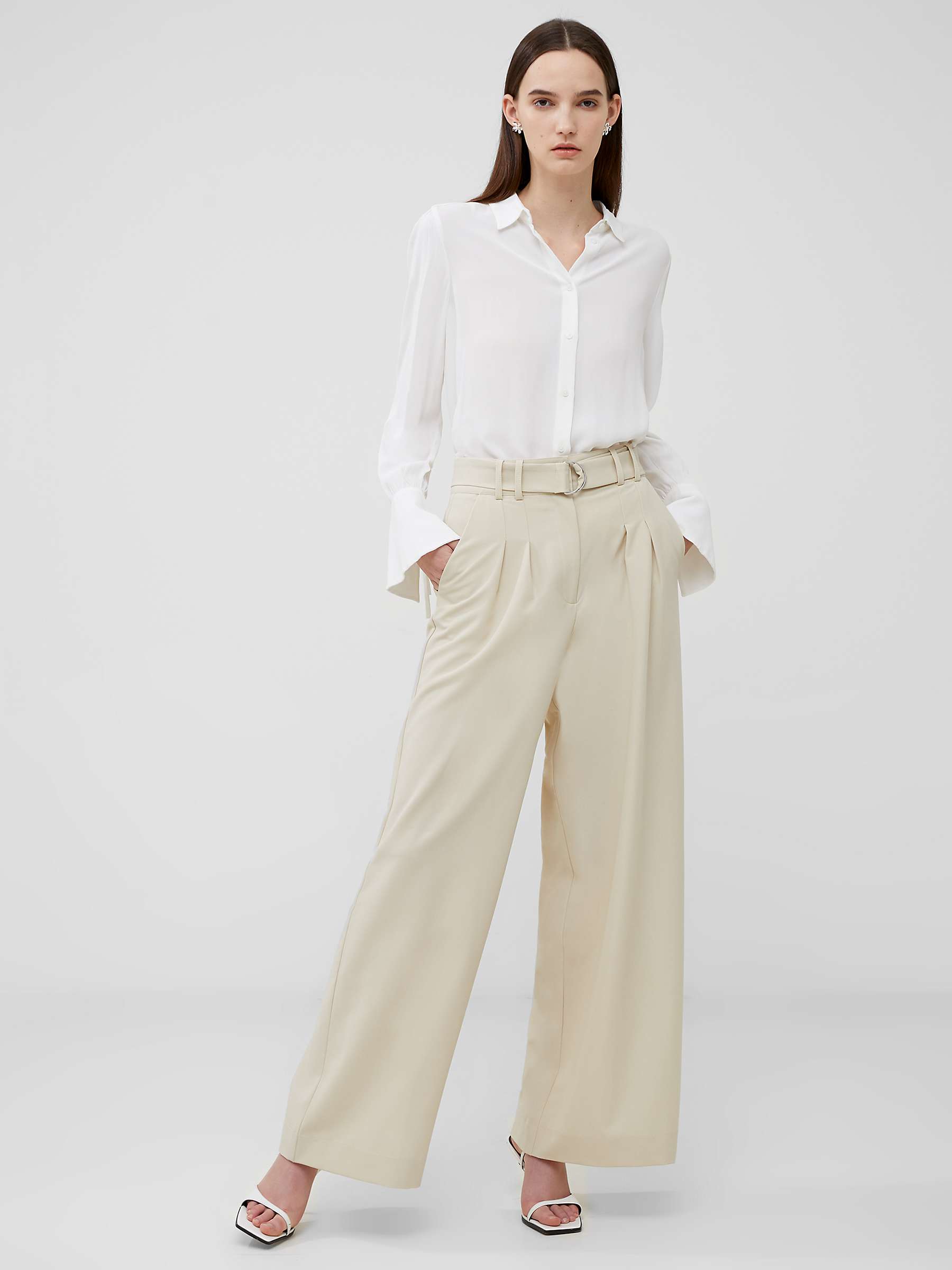 Buy French Connection Everly High Waist Wide Leg Trousers, Oyster Grey Online at johnlewis.com