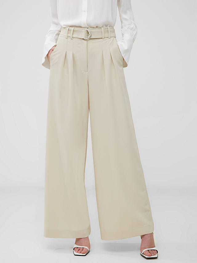 French Connection Everly High Waist Wide Leg Trousers, Oyster Grey