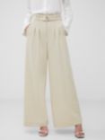 French Connection Everly High Waist Wide Leg Trousers, Oyster Grey, Oyster Grey